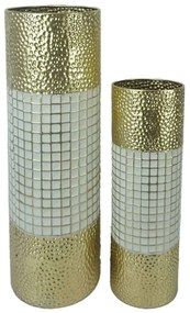 Βάζο Tripo 209-000025 (Σετ 2Τμχ) Φ18,5x55,3/20,3x61,5cm Gold-White Inart Metal