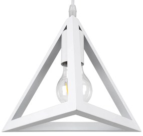 GloboStar® TRIANGLE 00612 Μοντέρνο Κρεμαστό Φωτιστικό Οροφής Δίφωτο 2 x E27 Λευκό Μεταλλικό Πλέγμα Μ60 x Π22 x Y130cm