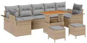 vidaXL Σετ Καναπέ Κήπου 10 pcs Μπεζ, Ανοιχτό Γκρι 90 x 55 x 71 cm