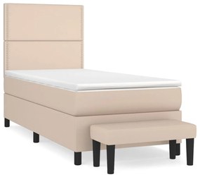 Κρεβάτι Boxspring με Στρώμα Καπουτσίνο 80x200 εκ. Συνθ. Δέρμα - Καφέ