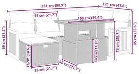 vidaXL Σαλόνι Κήπου Σετ 7 τεμ. Μπεζ Συνθετικό Ρατάν με Μαξιλάρια