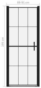 Πόρτα Ντουζιέρας Μαύρη 91 x 195 εκ. από Ψημένο Γυαλί