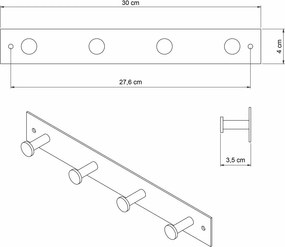Κρεμάστρα Τοίχου 4 Θέσεων Grekon 404 Black