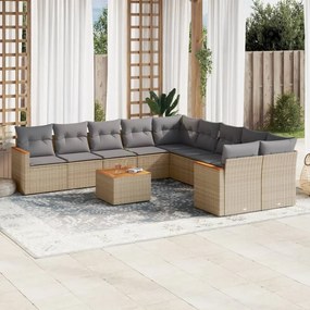 vidaXL Patio Sofa Set 10-θέσια Μικτό μπεζ