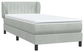 Box Spring κρεβάτι με στρώμα ανοιχτό γκρι 80x220 cm Βελούδινο - Γκρι