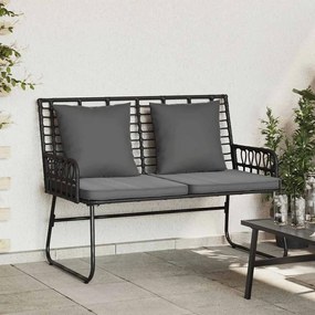 vidaXL Παγκάκι κήπου Μαύρο, Ανθρακί Πολυ rattan, ατσάλι