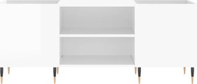 vidaXL Δισκοθήκη Γυαλιστερή Λευκή 121x38x48 εκ. από Επεξεργασμένο Ξύλο