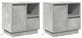 vidaXL Κομοδίνο με συρτάρι 2 pcs Γκρι σκυροδέματος 50 x 34.5 x 50 εκ.