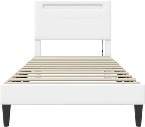 vidaXL Σκελετός Κρεβατιού με κεφαλάρι Λευκό 90 x 200 cm Τεχνητό Δέρμα