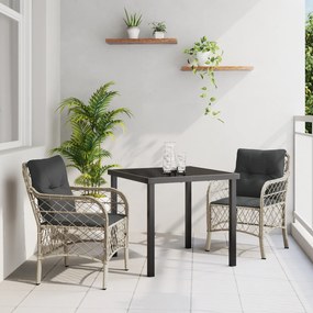 vidaXL 3 τεμαχίων Σετ Γευμάτων Κήπου με Μαξιλάρια Ανοιχτό Γκρι Πολυ ρατάν