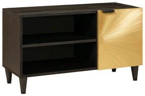 vidaXL Ντουλάπι TV Μαύρο και Χρυσό 80 x 33 x 46 εκ Μασίφ ξύλο μάνγκο