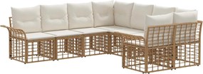 vidaXL Σειρά Καναπέ Εξωτερικού 8 pcs Φυσικό και Κρέμα Λευκό