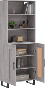 vidaXL Ντουλάπι Γκρι Sonoma 69,5 x 34 x 180 εκ. Επεξεργασμένο Ξύλο
