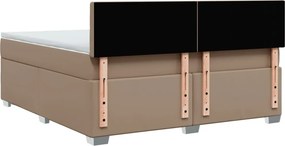 vidaXL Κρεβάτι Boxspring με Στρώμα Καπουτσίνο 180x200 εκ. Συνθ. Δέρμα
