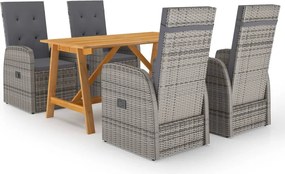 vidaXL Σετ Τραπεζαρίας Κήπου 5 Τεμαχίων Γκρι