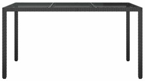 vidaXL Τραπέζι Κήπου για Φαγητό Μαύρο 150 x 90 x 75 cm Πολυ ράταν