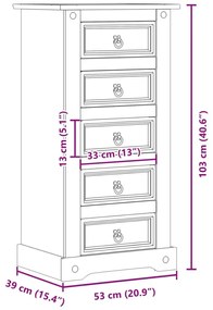 Κομοδίνο Corona 53x39x103 εκ. από Μασίφ Ξύλο Πεύκου - Καφέ