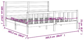 Πλαίσιο Κρεβατιού με Κεφαλάρι Μελί 200x200 εκ. από Μασίφ Ξύλο - Καφέ