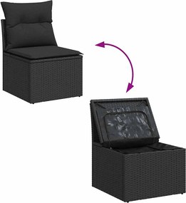 vidaXL Σετ Καναπέ Κήπου με μαξιλάρι 9 pcs Μαύρο Πολυ ράταν