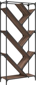 vidaXL Βιβλιοθήκη Καφέ Δρυς 79x30x180 εκ. Επεξεργ. Ξύλο &amp; Μέταλλο