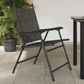 vidaXL Πτυσσόμενες καρέκλες 2 τεμ. Melange Grey Steel και Textilene