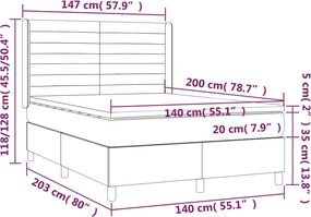 vidaXL Κρεβάτι Boxspring με Στρώμα Ροζ 140x200 εκ. Βελούδινο