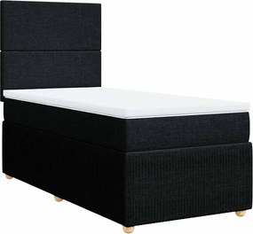 vidaXL Κρεβάτι Boxspring με Στρώμα Μαύρο 90x190 εκ.Υφασμάτινο