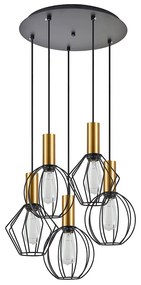 Φωτιστικό Οροφής Adept Flex 77-8936 42x42x300cm 5xE27 60W Black-Gold Homelighting