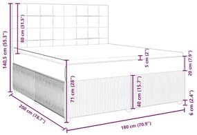 Κρεβάτι Boxspring με Στρώμα Ανοιχτό Γκρι 180x200 εκ. Υφασμάτινο - Γκρι