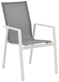 Πολυθρόνα κήπου Dashiell pakoworld αλουμίνιο λευκό textilene γκρι 71x58x94εκ