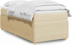 vidaXL Κρεβάτι Boxspring με Στρώμα Κρεμ 90x200 εκ.Υφασμάτινο