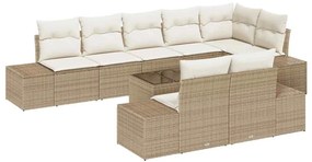 vidaXL Σετ Καναπέ Κήπου 9 pcs Μπεζ και Κρέμα συνθετικό ρατάν
