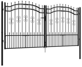 vidaXL Πόρτα Περίφραξης Kampen με Κορυφή Δόρυ Μαύρη 302x150 εκ. Ατσάλινη