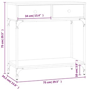 Τραπέζι Κονσόλα Μαύρο 75 x 34,5 x 75 εκ. από Επεξεργ. Ξύλο - Μαύρο