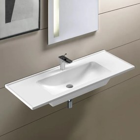 Serel Slim 3039 Hygiene Plus Λευκός Πορσελάνινος Νιπτήρας Μπάνιου Επικαθήμενος Επίπλου 120x46 cm