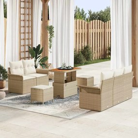 vidaXL Σετ Καναπέ Κήπου Ρυθμιζόμενο ύψος 8 pcs Μπεζ συνθετικό ρατάν