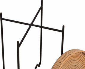 Τραπεζάκι βοηθητικό Fly rattan φυσικό-μεταλλική βάση μαύρη Φ32x48εκ