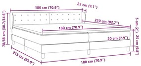 Box Spring κρεβάτι με στρώματα ανοιχτό γκρι 180x210 cm Velvet - Γκρι