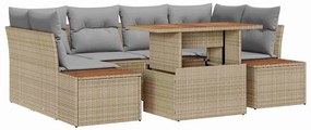 vidaXL Σετ Καναπέ Κήπου με αποθήκευση 7 pcs Μπεζ Πολυ ράταν