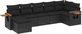 vidaXL Patio Sofa Set 7-θέσια Black