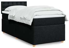 vidaXL Κρεβάτι Boxspring με Στρώμα Μαύρο Single Υφασμάτινα