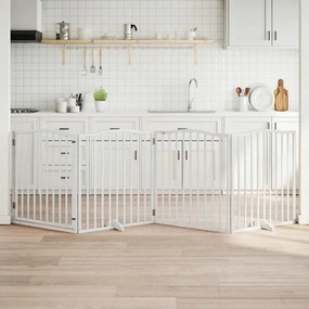 Διαχωριστικό Σκύλων/Πόρτα Πτυσσόμενο 4 Πάνελ 320εκ. Ξύλο Λεύκας