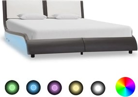 vidaXL Σκελετός Κρεβατιού με LED χωρίς Στρώμα Γκρι και Λευκό 120x190 εκ.