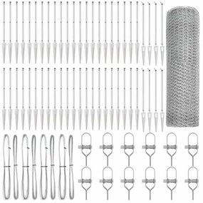 vidaXL Στύλος Περιφράξεων Ασημί 100 x 1,2 m (25 mm δίχτυ) Ατσάλι