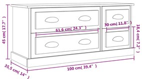 Έπιπλο Τηλεόρασης Γκρι Sonoma 100x35,5x45 εκ. Επεξ. Ξύλο - Γκρι