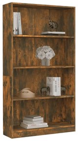vidaXL Βιβλιοθήκη με 4 Ράφια Καπνιστή Δρυς 80x24x142 εκ. Επεξεργ. Ξύλο