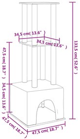 vidaXL Γατόδεντρο Σκούρο Γκρι 133,5 εκ. με Στύλους Ξυσίματος από Σιζάλ