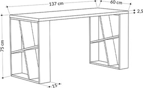 Γραφείο εργασίας Honey Megapap χρώμα λευκό - ανθρακί 137x60x75εκ