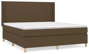 Κρεβάτι Boxspring με Στρώμα Σκούρο Καφέ 180x200 εκ Υφασμάτινο - Καφέ