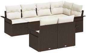 vidaXL Σετ Καναπέ Κήπου με μαξιλάρι 7 pcs Καφέ Πολυ ράταν